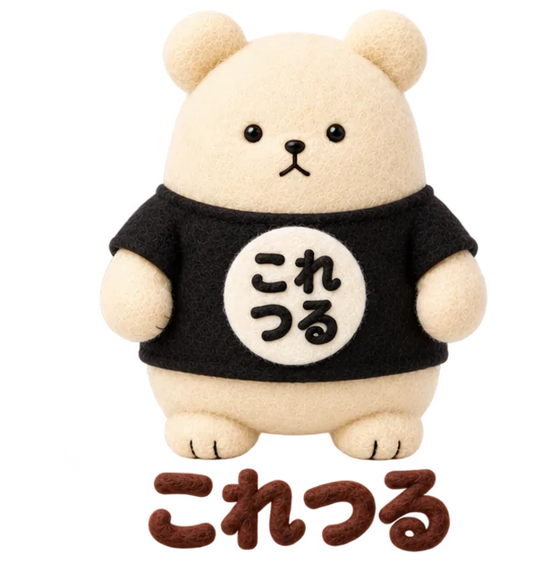 これつるファンの、黒いこれつるTシャツのくま